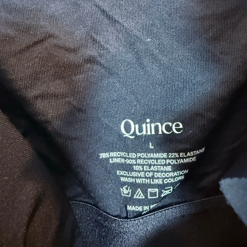 NWT Quince Italian Ruffle Wrap One-Piece Swimsuit - Black - Size L - Picture 2 of 9
